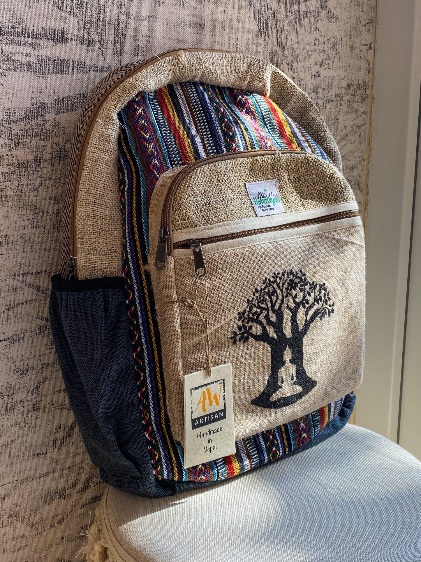 Didelė kanapinė kuprinė “Bodhi tree”