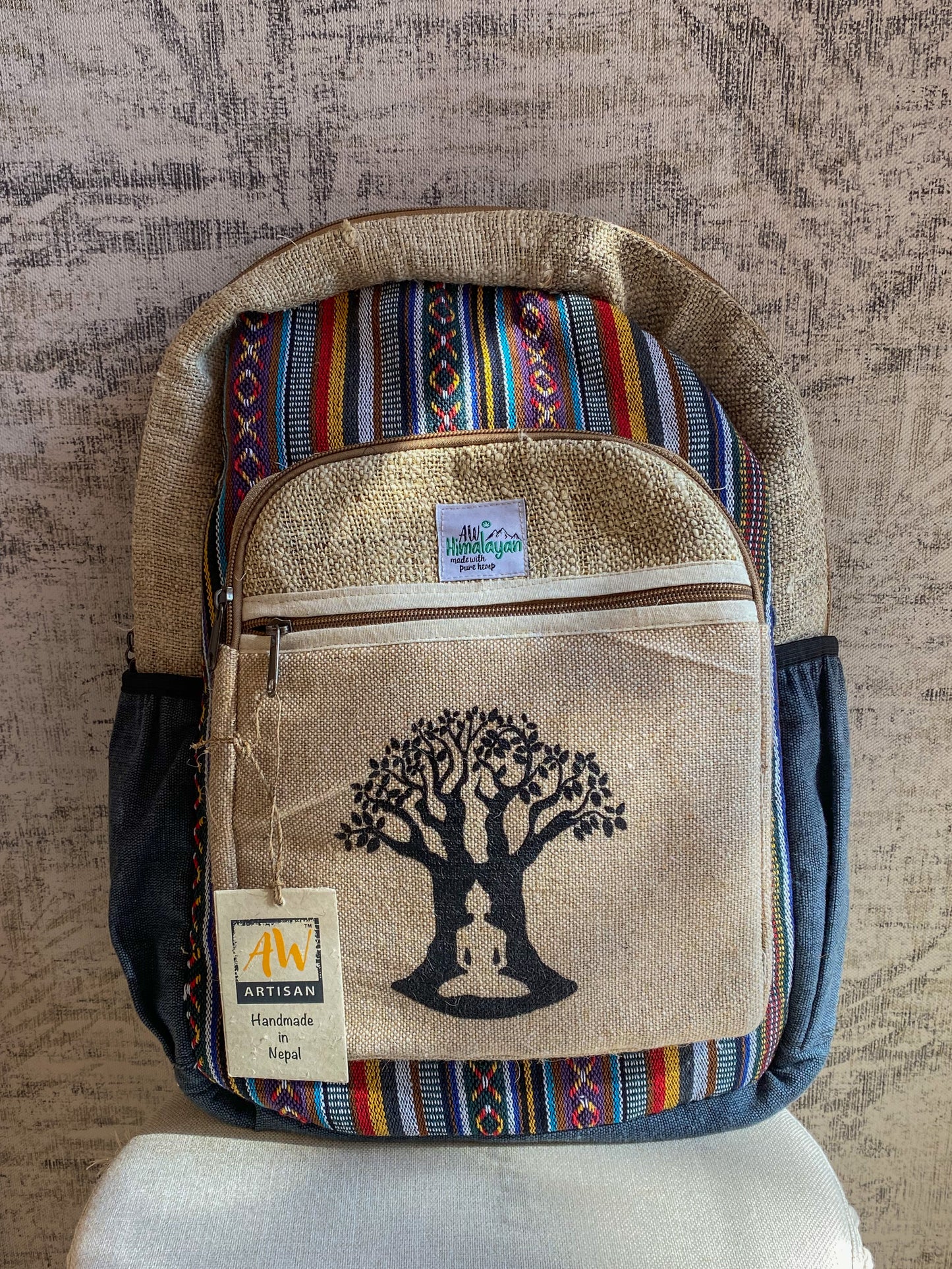 Didelė kanapinė kuprinė “Bodhi tree”
