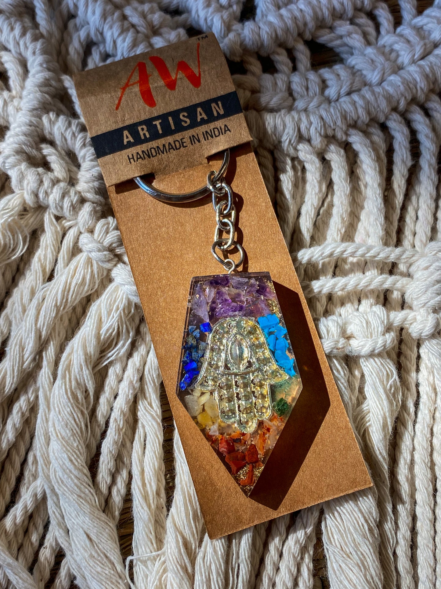 Raktų pakabukas su orgonitu “Hamsa”