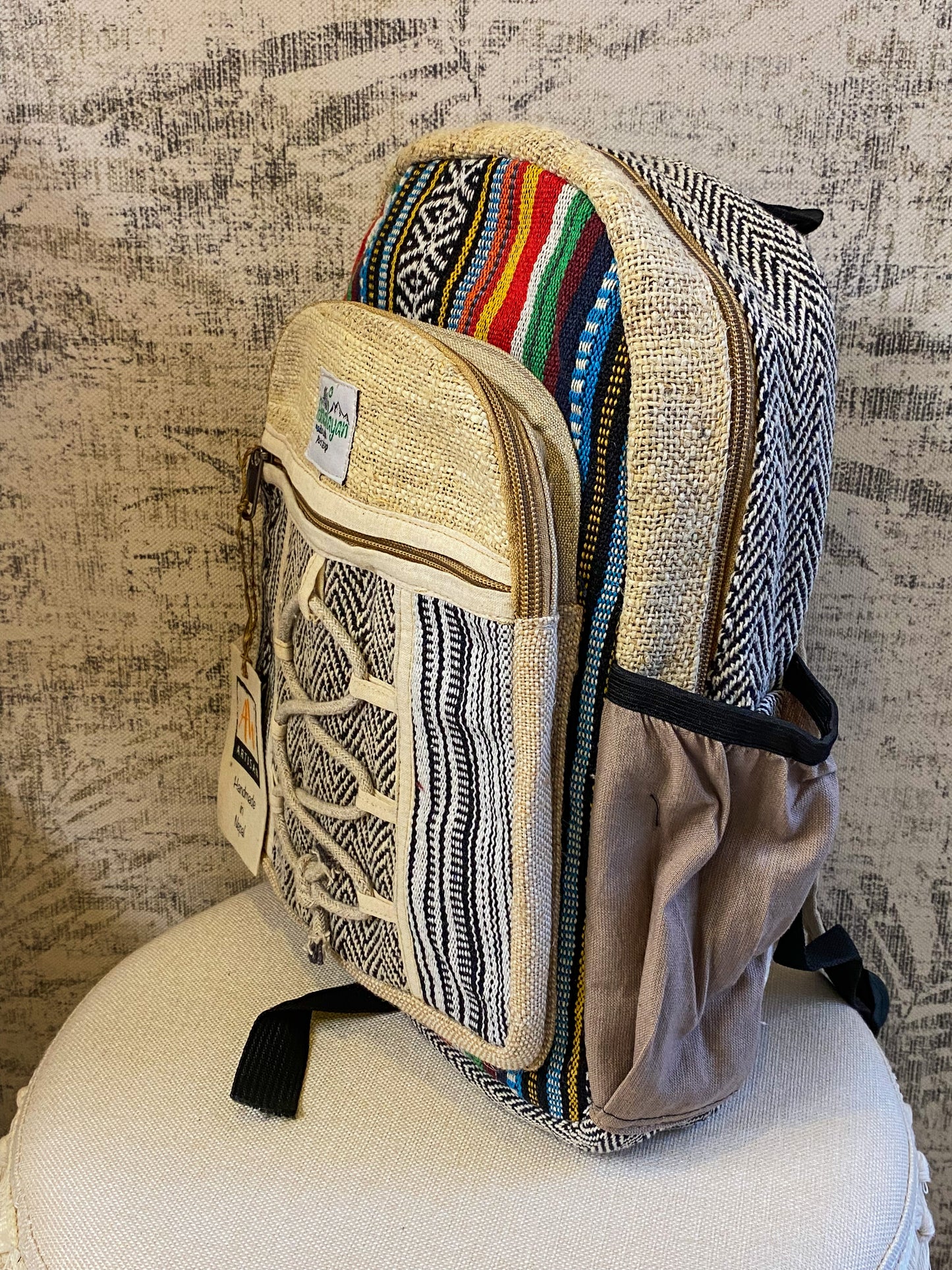 Maža kanapinė kuprinė su virvėmis