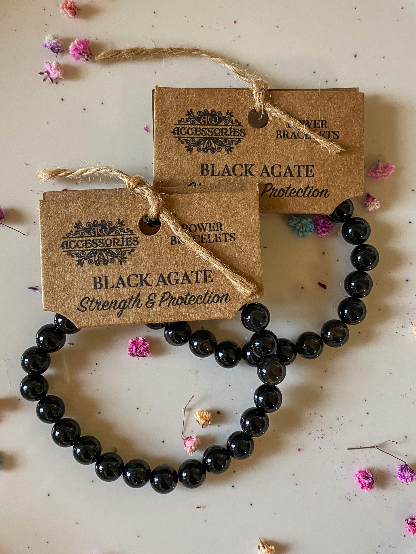 Juodojo agato apyrankė “Stiprybė ir apsauga”