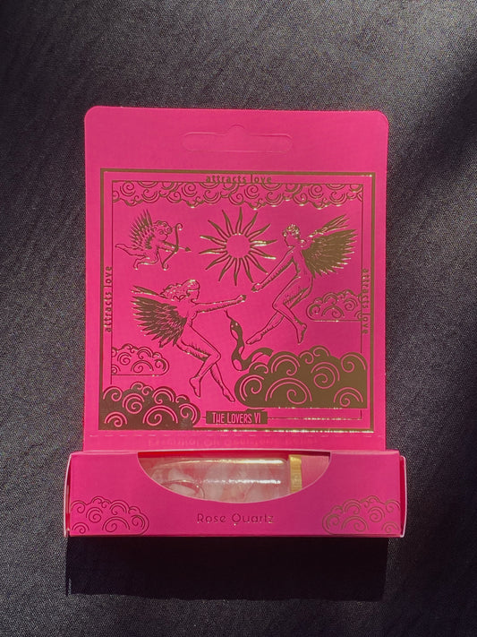 Aromaterapinis kvapnus aliejų mišinys su rožiniu kvarcu “The Lovers”