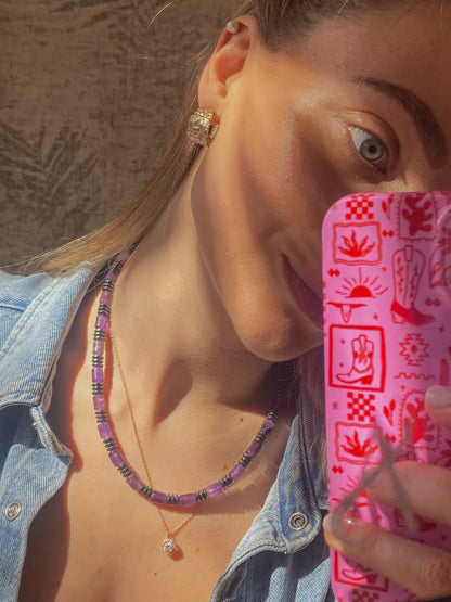 Grandinėlė su ametistu ir hematitu