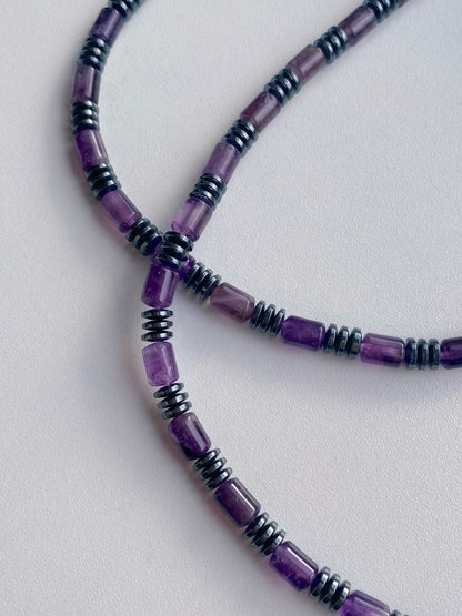 Grandinėlė su ametistu ir hematitu