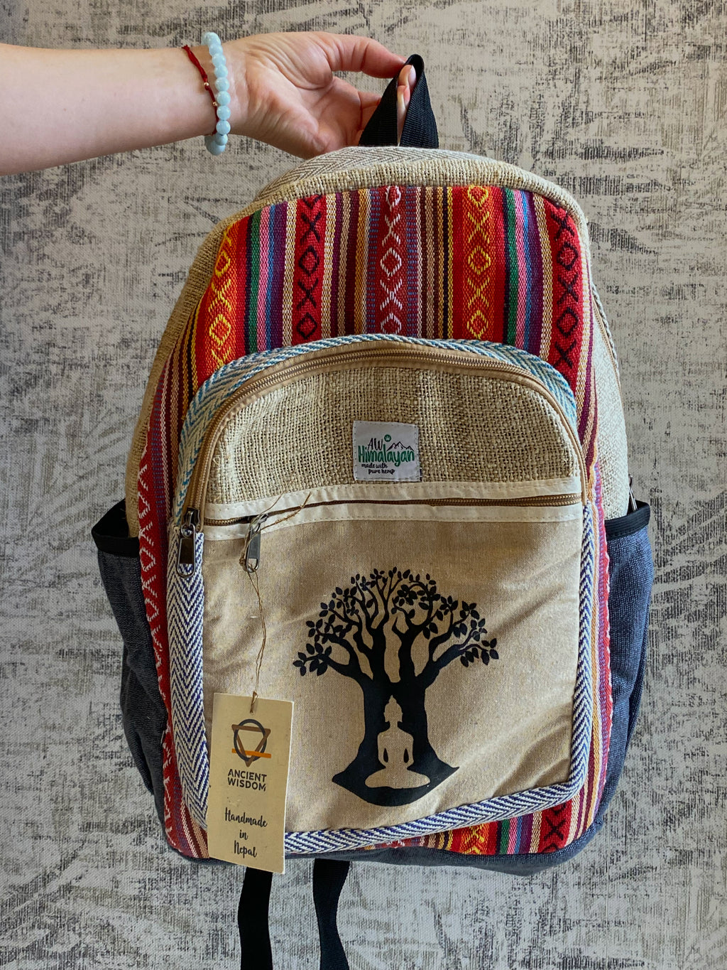 Didelė kanapinė kuprinė “Bodhi tree”
