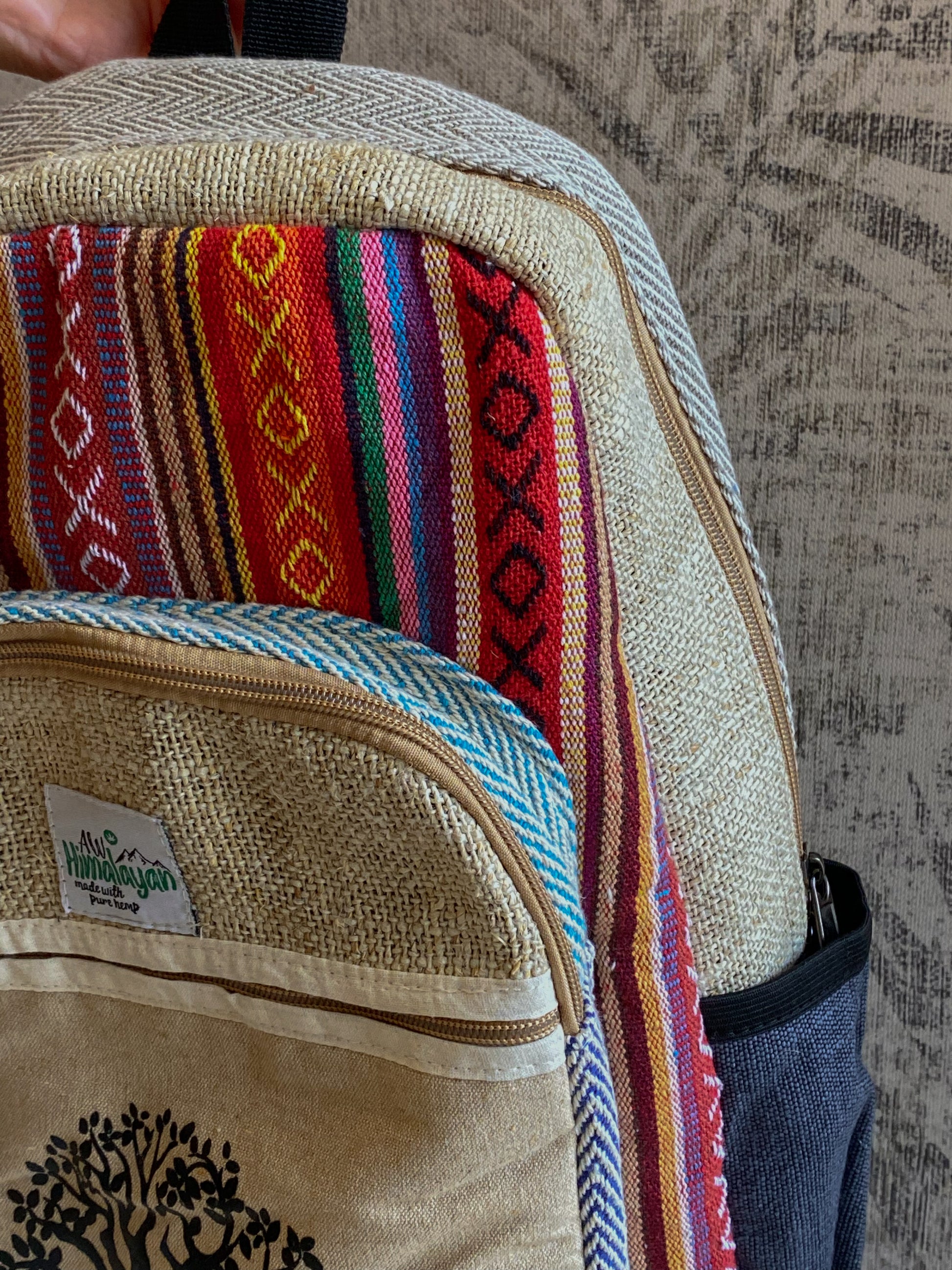Didelė kanapinė kuprinė “Bodhi tree”