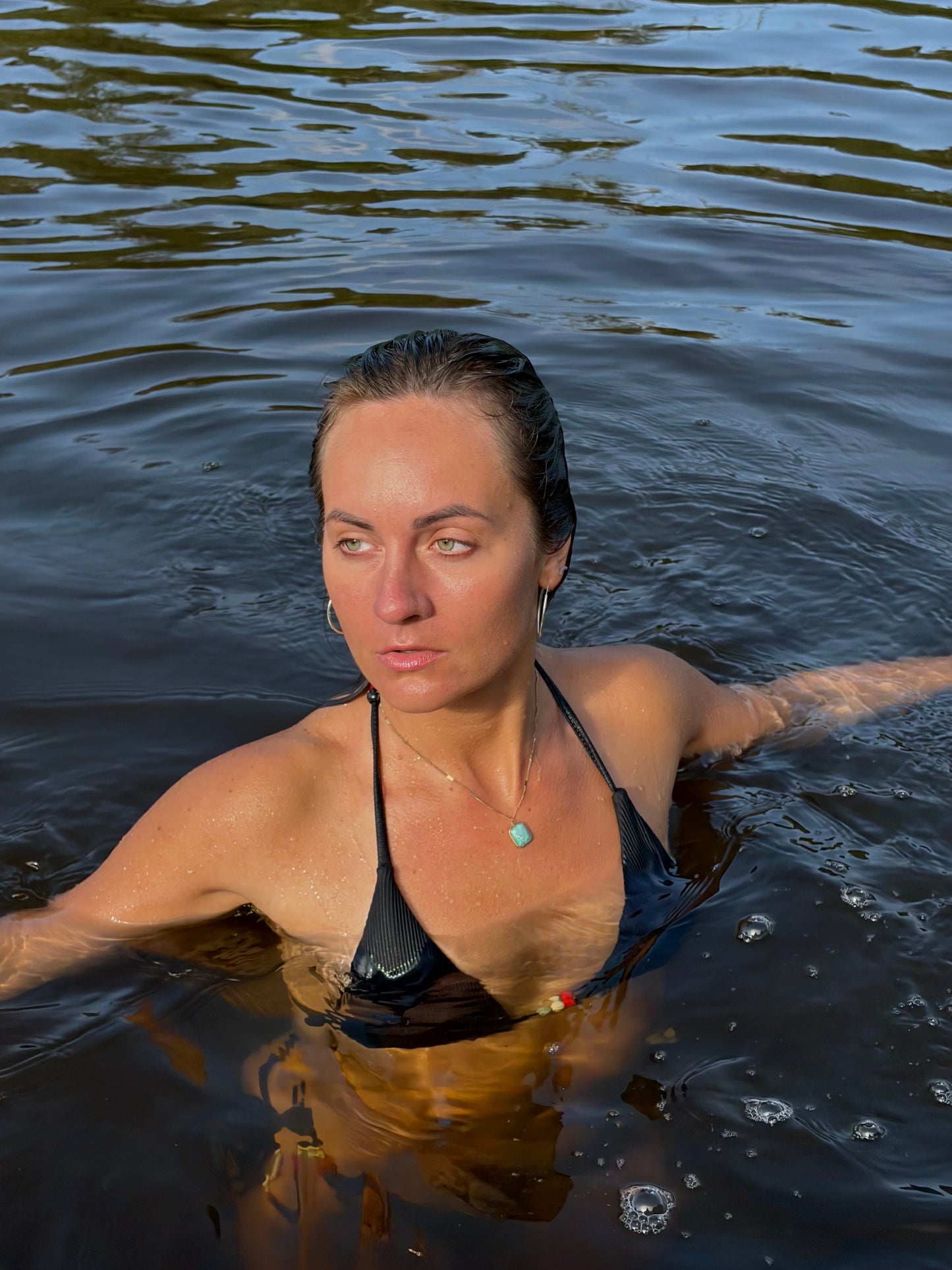 Grandinėlė su amazonito akmeniu "Azure"
